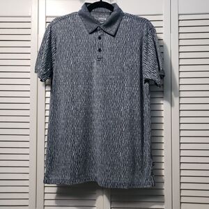 Indigo Star Norman Burnout Polo Men's Size Small Heather Black Gray Print Shirt